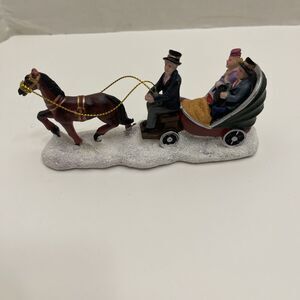 Celebrations Horse And Buggy Christmas Village Figurine Horse Coach 5.5” Long
